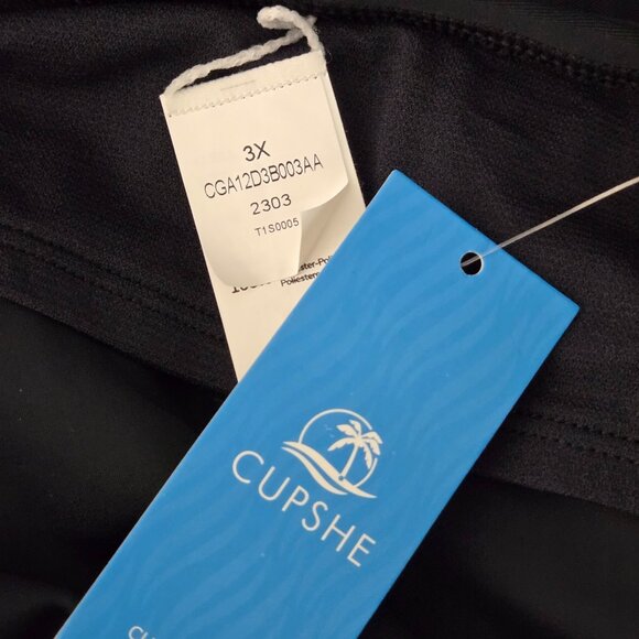 NWOT | Cupshe Black Tankini Swimsuit High Waisted Tummy Control 2 Piece | 3XL - Picture 4 of 5